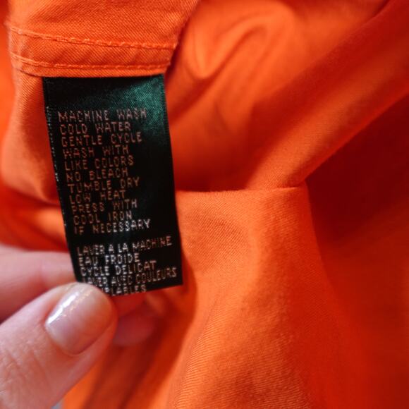 Ralph Lauren Top Womens Small Petite Utility Shirt Button Front Western Orange - Picture 3 of 9